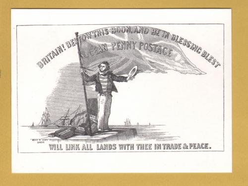 `1980 Stamp Collecting Magazine - Envelope Design Postcards - 3.Myers & Co. of London 1840s Design` - Postally Unused - Stamp Collecting Magazine Postcards.